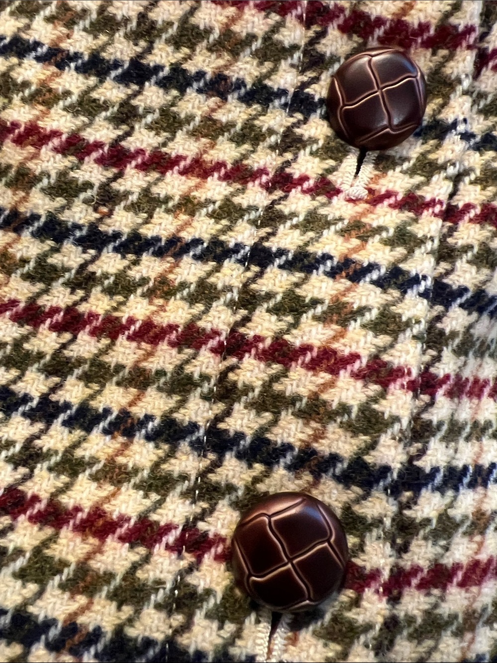 Talbots Houndstooth Plaid Button Front Wool Blend Skirt Size 12 Lined Classic - Picture 15 of 15